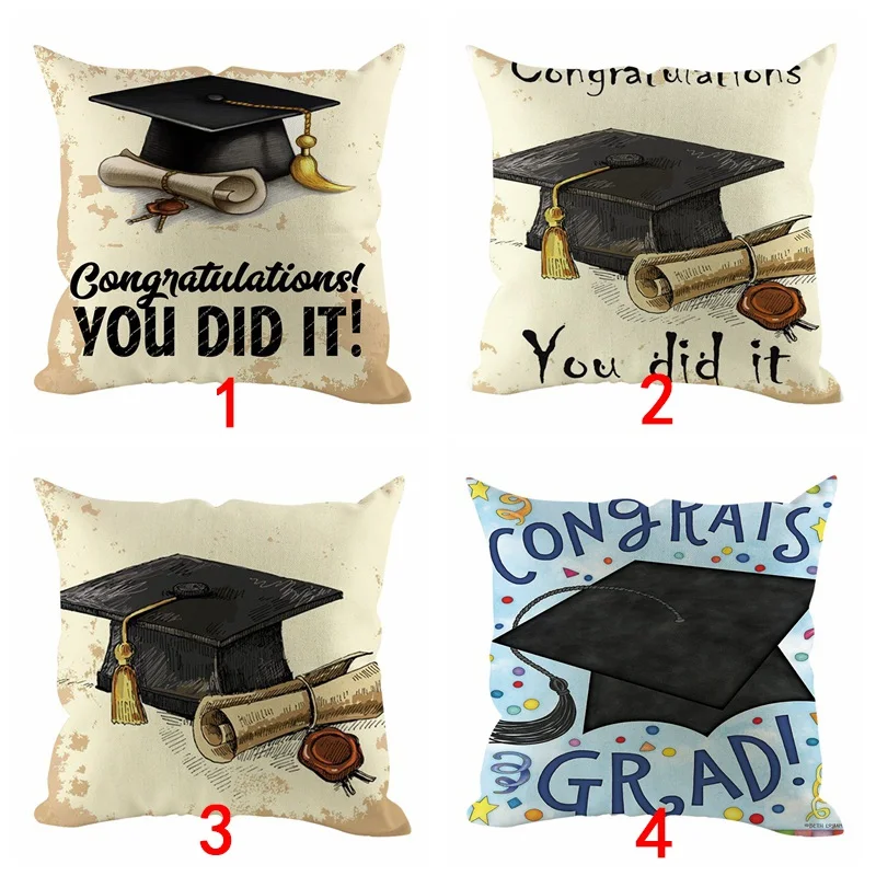 Докторская шапка узор Английский алфавит наволочка выпускная тематическая