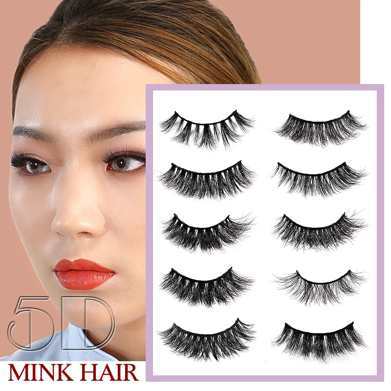 

Fashion 5D Mink Hair Hand Made Eyelashes Set Soft Natural Long Lasting Extension Full Strip Lashes False Eyelashes Makeup Lashes