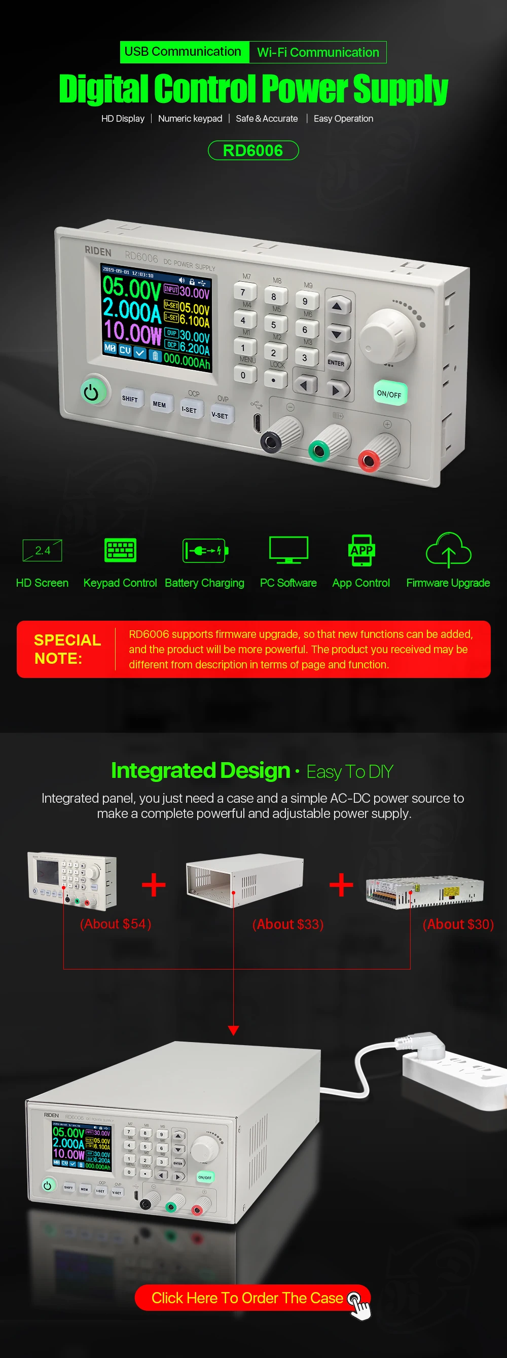 RD S06A RD6006 RD6006W USB Wi-Fi, DC-DC Напряжение текущий понижающий Питание понижающий Напряжение конвертер Вольтметр 60V 6A