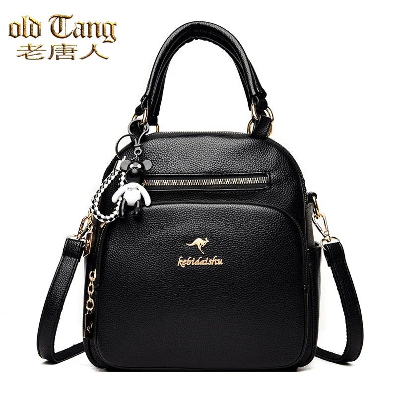 

High Quality Leather Waterproof Backpacks for Teenage Girls 2021 Multifunctional Women Backpack Exquisite Small School Bag