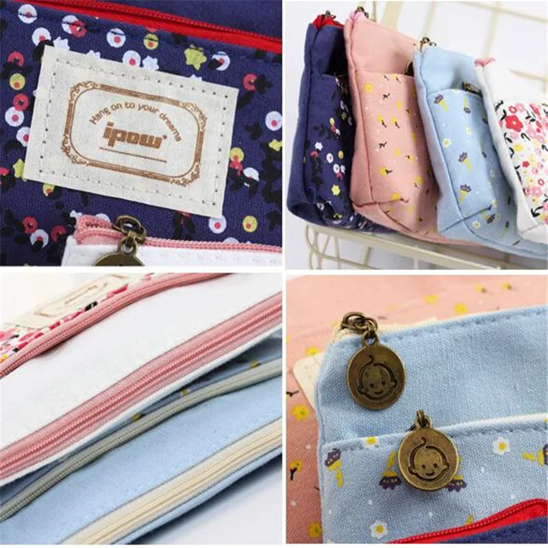 

New Women Vintage Flower Cosmetic Bag Makeup Bag portable Female Zipper small Toiletry Make Up Bags Travel Beauty Organizer