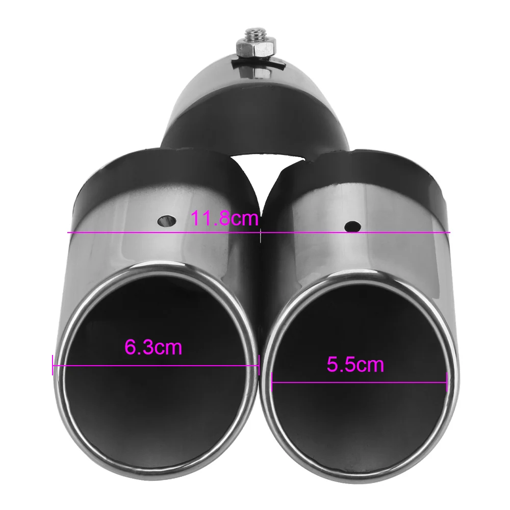 Universal Car Exhaust Trim Muffler PipeTail Accessories Stainless Steel Curved Double Outlet Decoration Chrome Tail Pipe | Автомобили и