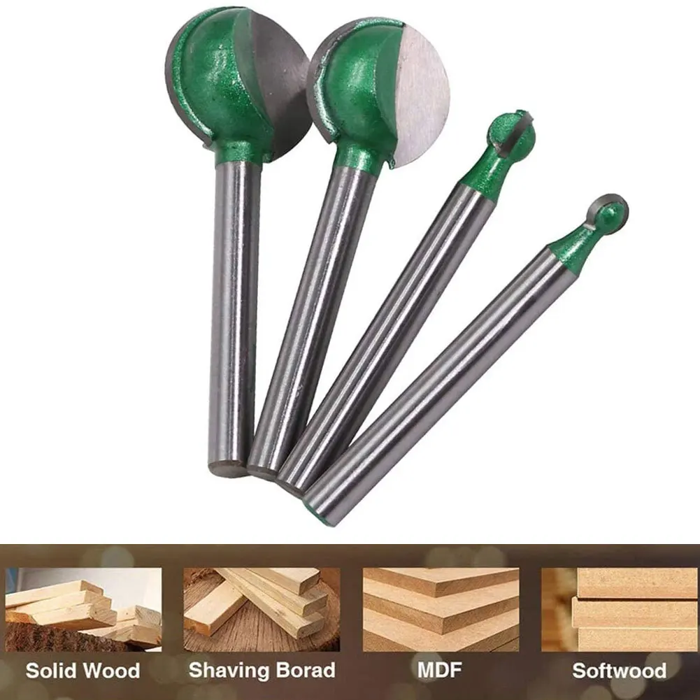 

4PCS Cove Core Box Router Bit Round Nose 1/4 Shank Woodworking Groove Milling Router Bit Shaker Cutter Round Nose Tools