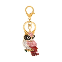 creative new animal metal pendant alloy diamond studded owl keychain car pendant custom gift wholesale