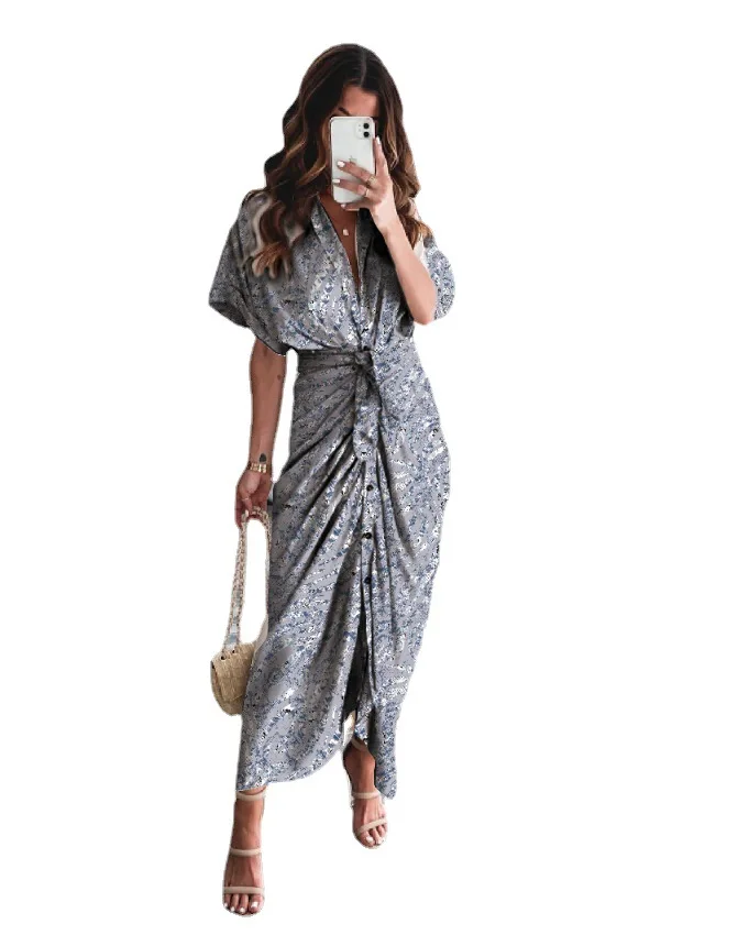 

Summer Beach Dress For Woman Women's Tunics Knitted Tunic Cover-Ups 2021 Stand New Print Shirt Multicolor Polyester Sierra