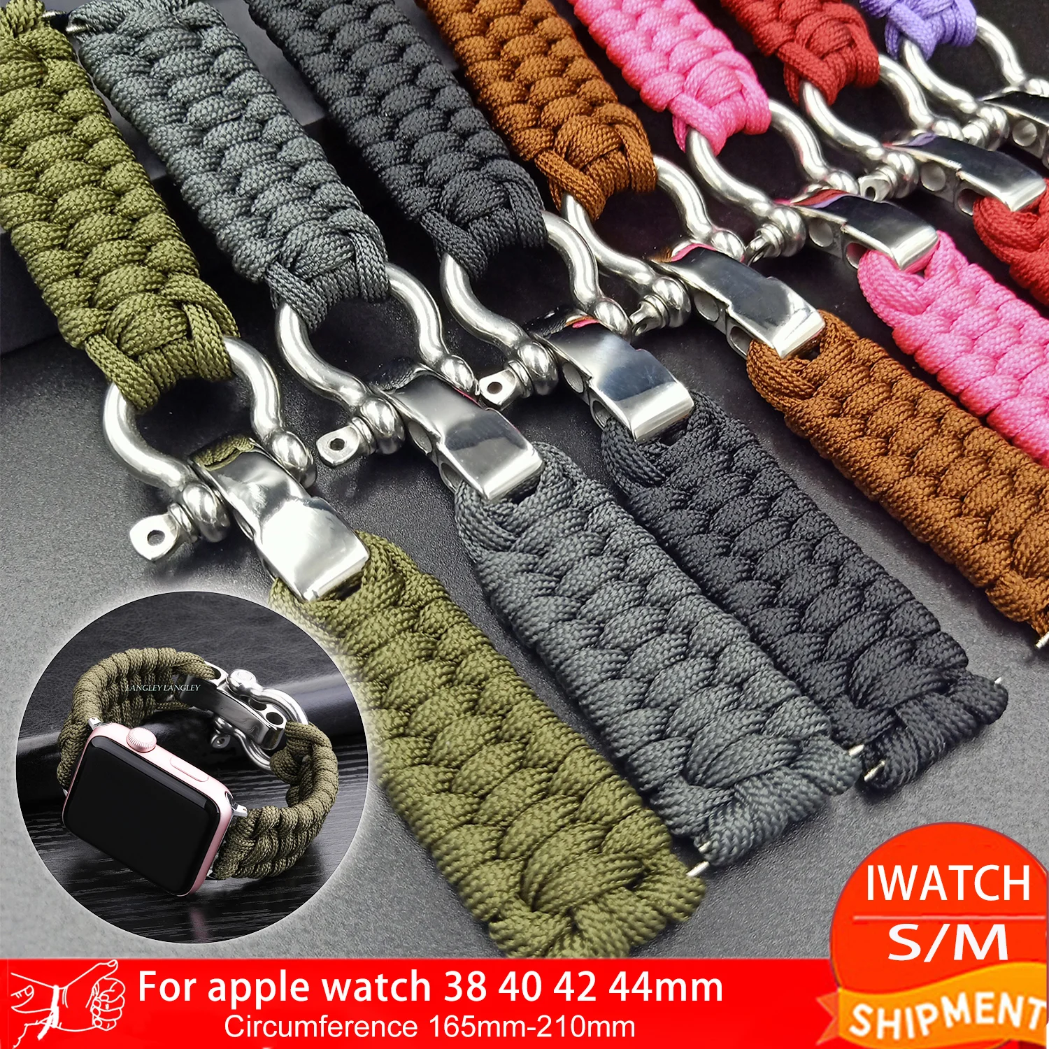 

Braided Watch Band for Apple Watch Band 38mm 40mm 44mm 42mm Bracelet for IWatch Series 6 5 4 SE 3 Nylon Rope Sport Strap S/M