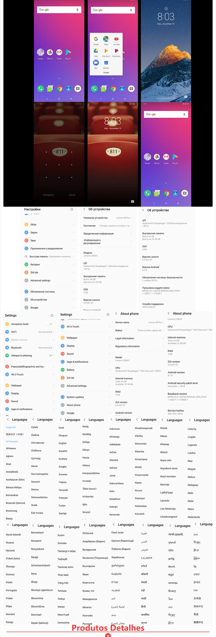 Глобальная версия lenovo S5 Pro 6GB 64GB 6,2 ''смартфон с зазубривающимся экраном 4 камеры 3500mAh Восьмиядерный 4G LTE разблокированный мобильный телефон