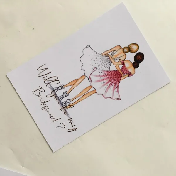 C Card 5 шт. индивидуальный любой язык будет вам моя подружка невесты подарок для невесты пригласите открытку приглашения на свадьбу с конвертом - Цвет: C Card