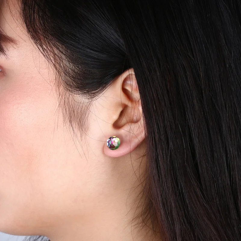 Модные Серебристые цветные серьги гвоздики с цирконием сверкающие маленькие