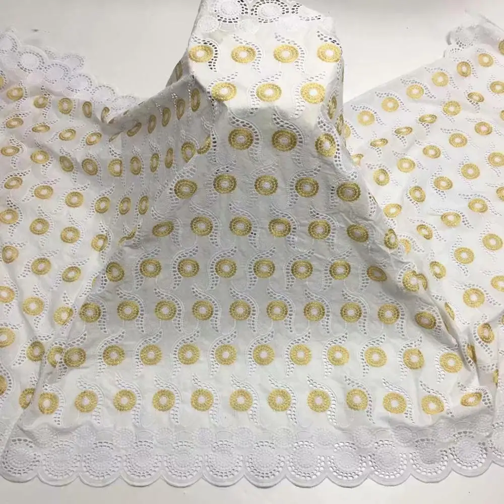 100% cotton swiss lace fabric high quality embroidery nigerian african with stones for women dress 5yards | Дом и сад