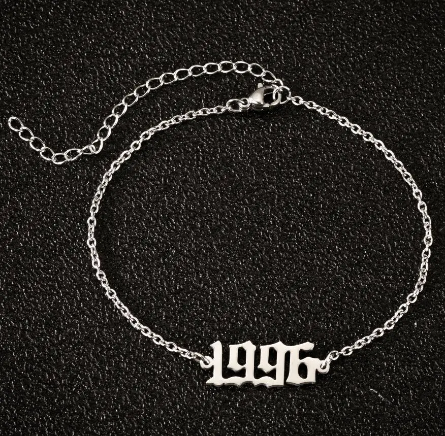 

2021 Personalize Year Number Anklets for Women Special Date Wedding Jewelrys 1980 1989 2000 Anklet Bracelet Birthday Gift