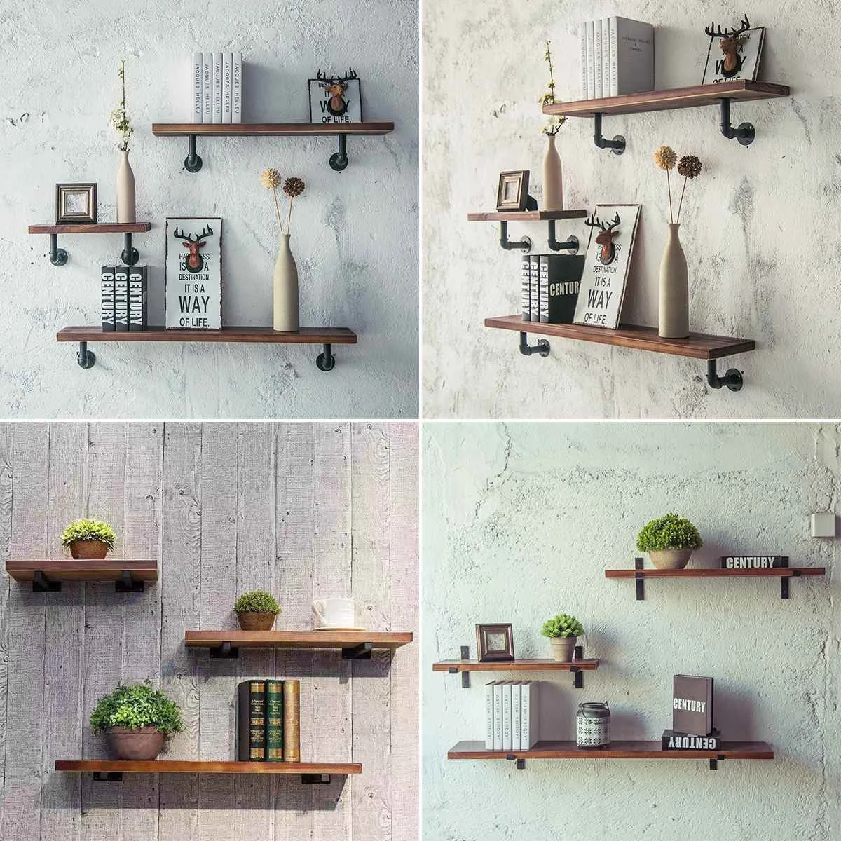 

Vintage Handicraft Urban Industrial Wall Mount Wood Storage Shelf Iron Pipe Toilet Paper Holder Roller Restaurant Restroom