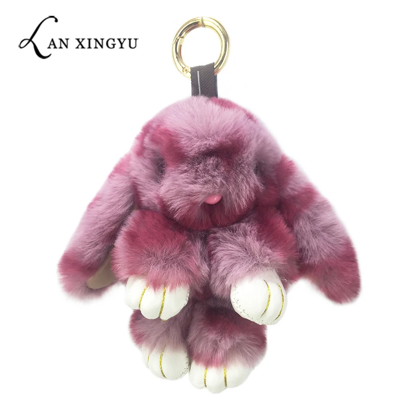 New faux fur rabbit key chain pendant ladies bag car key hang plush toy accessories holiday gifts