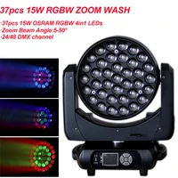 new 37x15w perfect zoom wash color mixed moving head light led beam wash stage dj christmas effect light with flight case