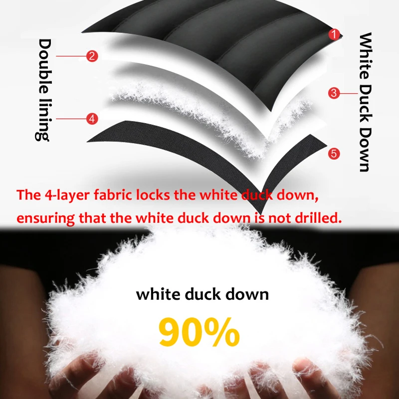 Модная теплая толстая зимняя куртка 90% на белом утином пуху для мужчин пальто со