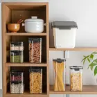 4 размера, кухонная герметичная коробка, пластиковый контейнер для хранения пищевых продуктов, штабелируемые бутылки для сухих продуктов, орехов, многозернистый, прозрачный, горячий