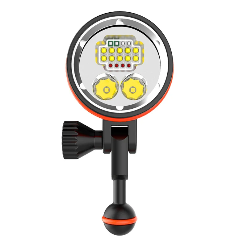 للبيع D39V 10000 التجويف مصباح غوص مصباح يدوي الأشعة فوق البنفسجية الدافئة الأبيض الأحمر الأزرق الغوص الفيديو الضوئي تحت الماء 100 متر الغوص التصوير ملء...