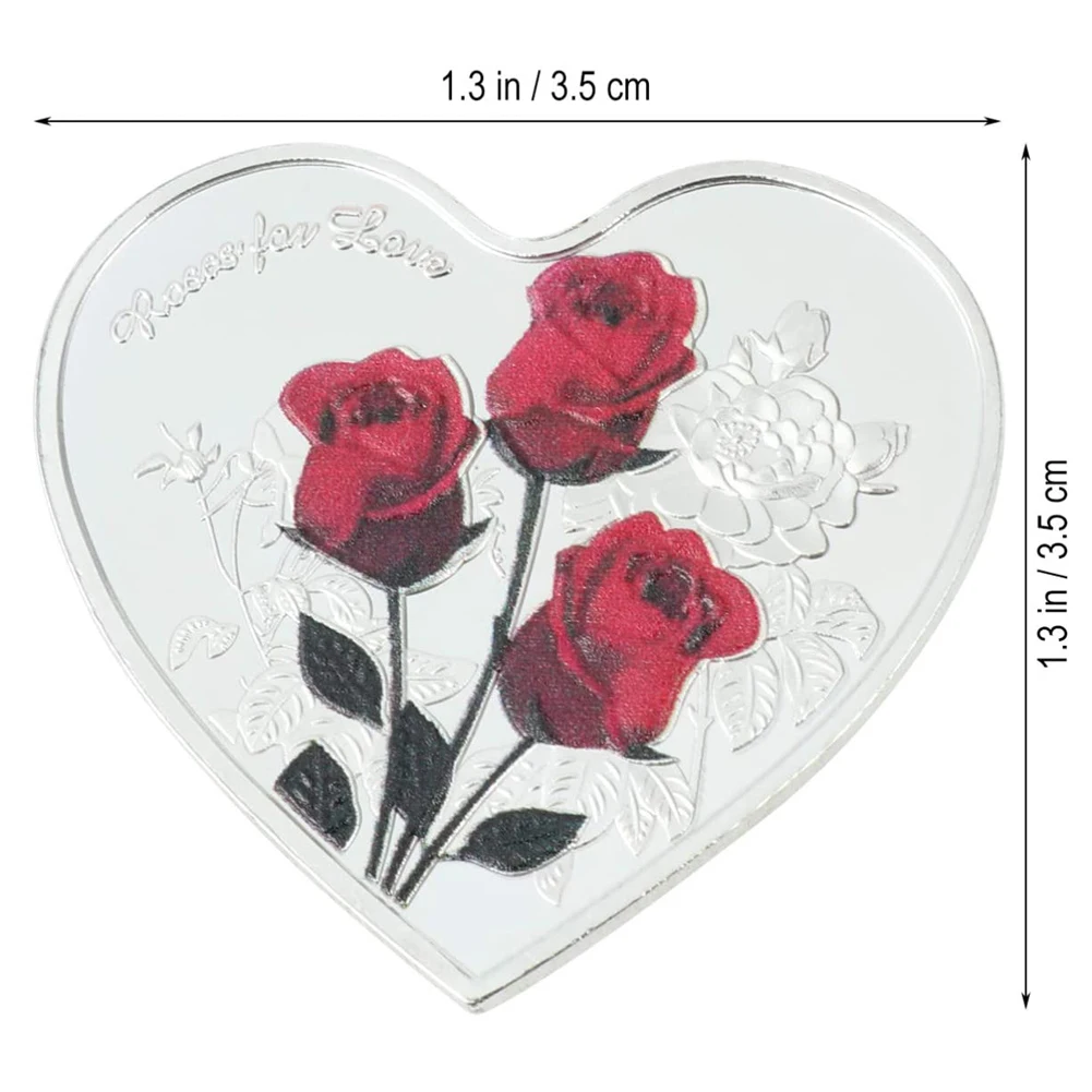 

Rose Commemorative Coin Heart-Shaped Collection Coin 52 Languages I Love You Coin Art Collection Silver J99Store