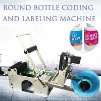 220v110v commercial round bottle labeling machine semi automatic with coding date stickers label liquor drink paste mark tools