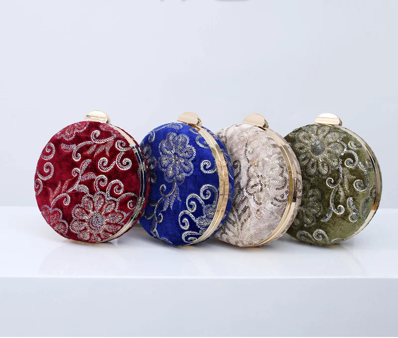 Велюровые вечерние сумки круглой формы клатч с цепочкой маленькие сумочки для