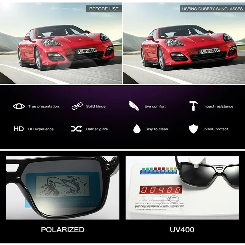 Поляризованные солнцезащитные очки DUBERY для мужчин и женщин новые модные