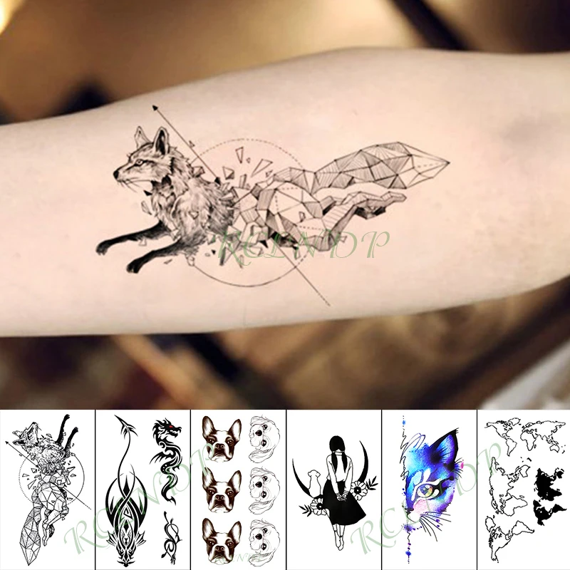 Waterproof Temporary Tattoo Sticker feather deer head flower skull small art tatoo fake tatto flash tattoos for kid men women | Красота и