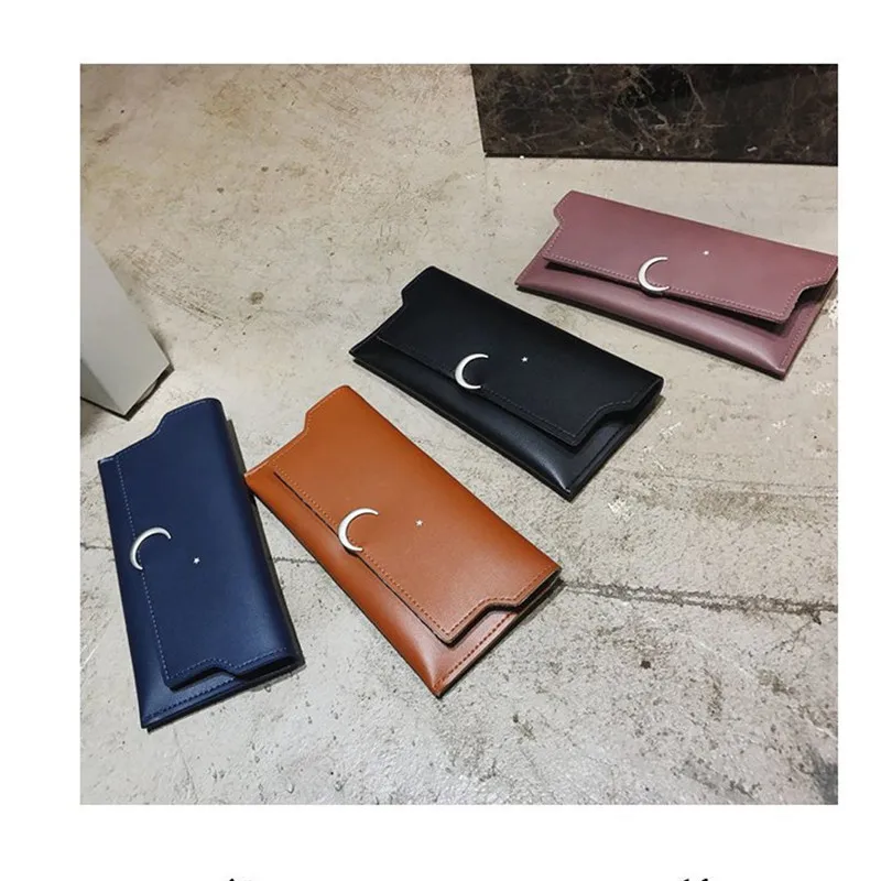 

2021 New Thin Female Long Wallet Star Month Fashion Rivet Zipper Soft Wallet Purse Card Package