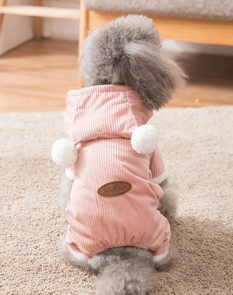 

Dog double hair ball small dog autumn and winter thickened four-legged cat pet clothes Teddy Bomei cotton coat