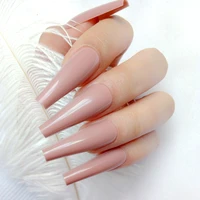 24pcs shiny nude long artificial fake nails for design ballerina stiletto false nails diy full cover finger tips manicure tools