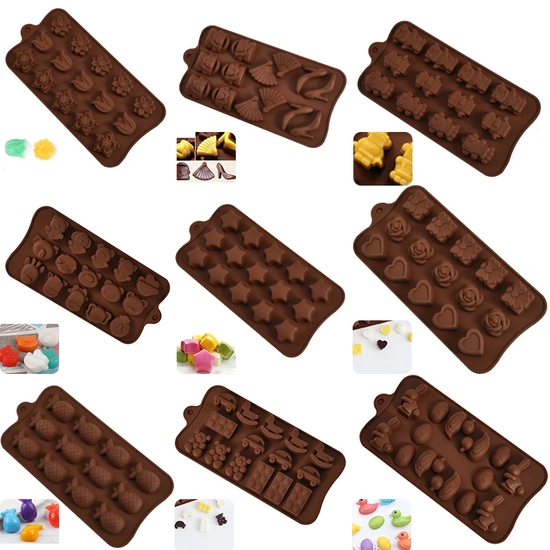 Silicone Chocolate Molds Tulip Animals Rabbit Egg Candy Mold Ice Cube Tray Love Rose Fondant Mould Cake Decorating Tools | Дом и сад
