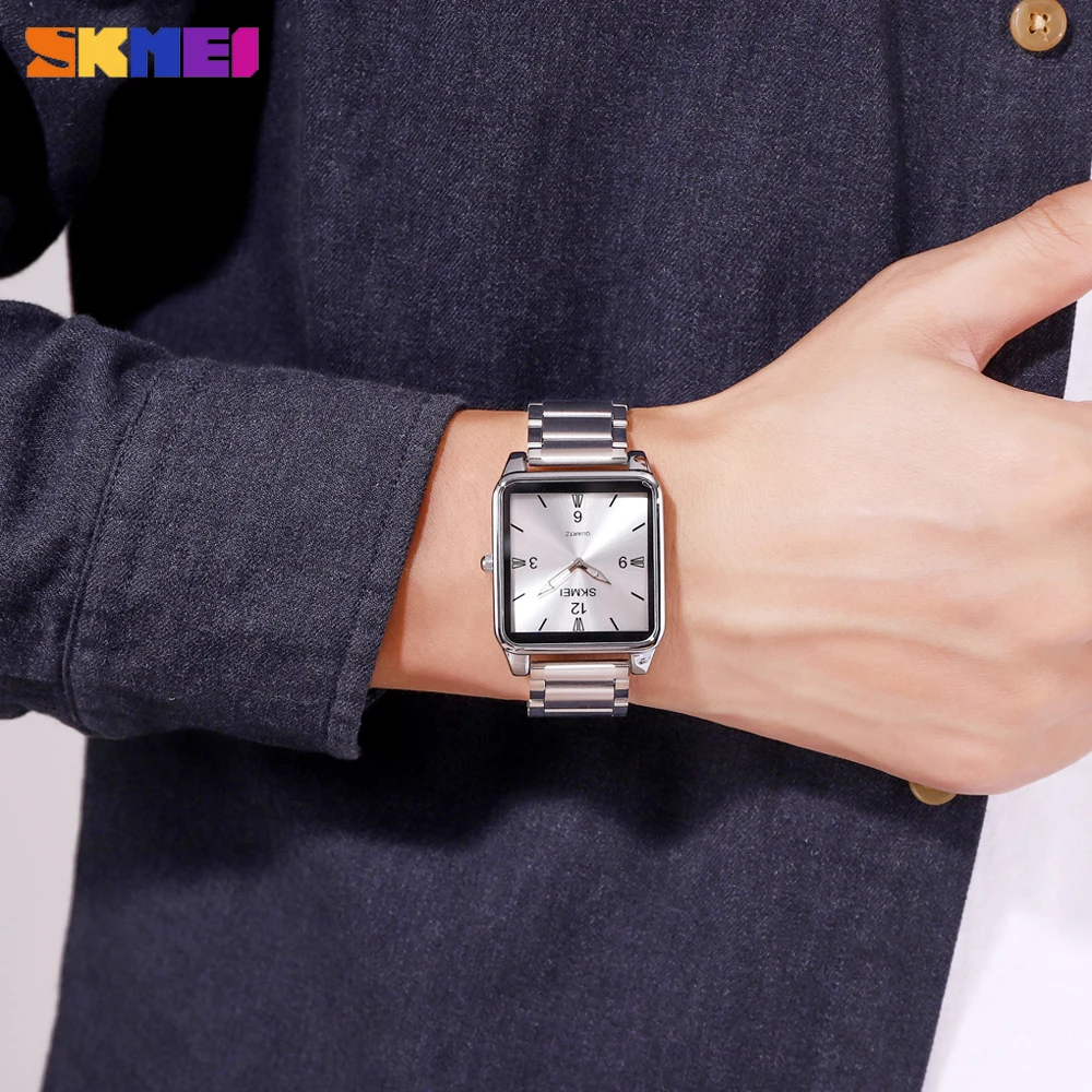 

SKMEI Fashion Japan movement Quartz Men Watches Casual Stainless Steel Leather Strap Male Waterproof Wristwatch Montre Homme