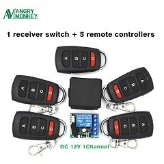 AM1201 and 5AM4K502L 433 МГц 12VSwitch DC 12 В 10A 1CH релейный приемник и 5 шт. 3 шт. 2 шт. RF 433 МГц передатчик пульт дистанционного управления - Цвет: AM1201 and 5AM4K502L