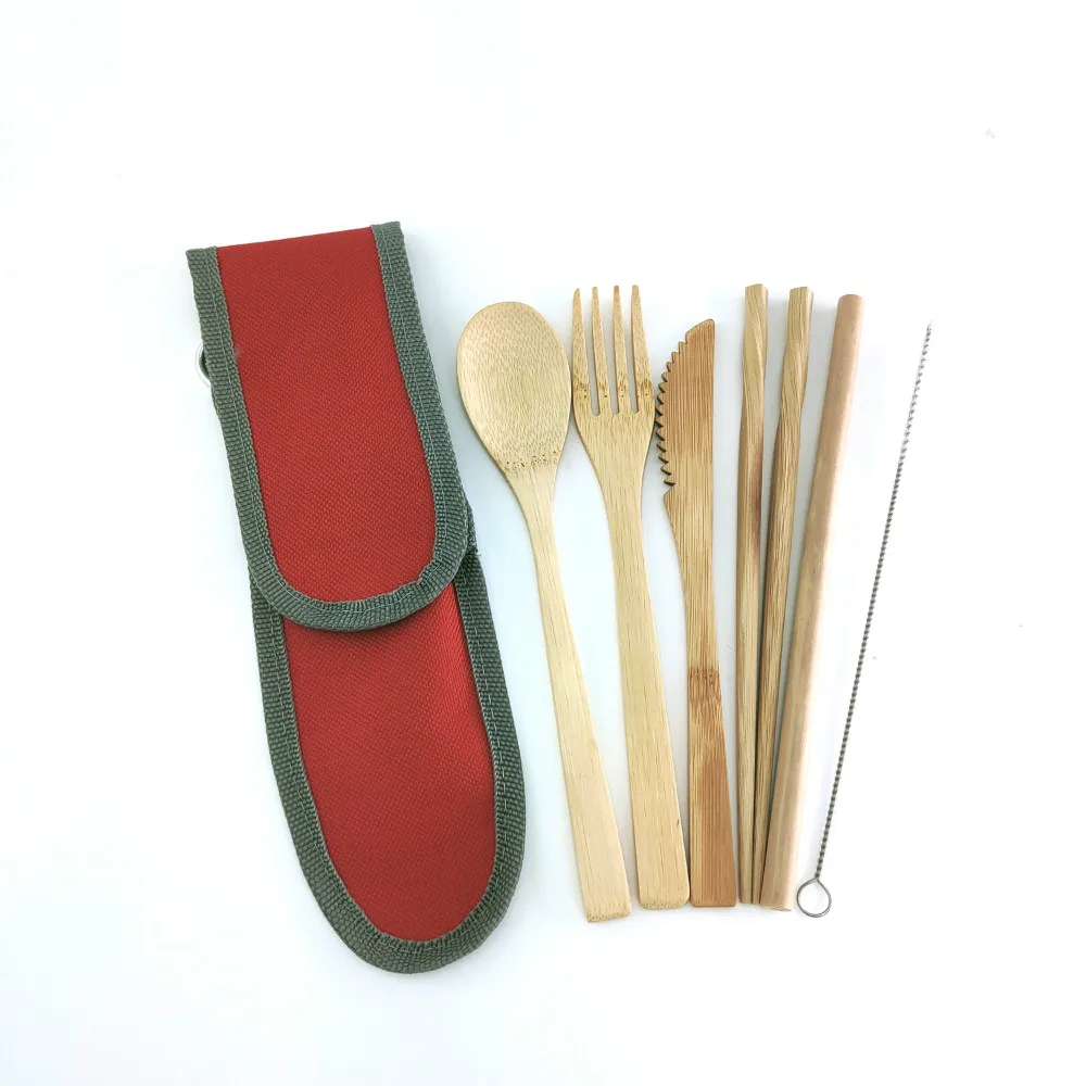 Набор бамбуковых столовых приборов многоразовый переносной набор ножи вилка