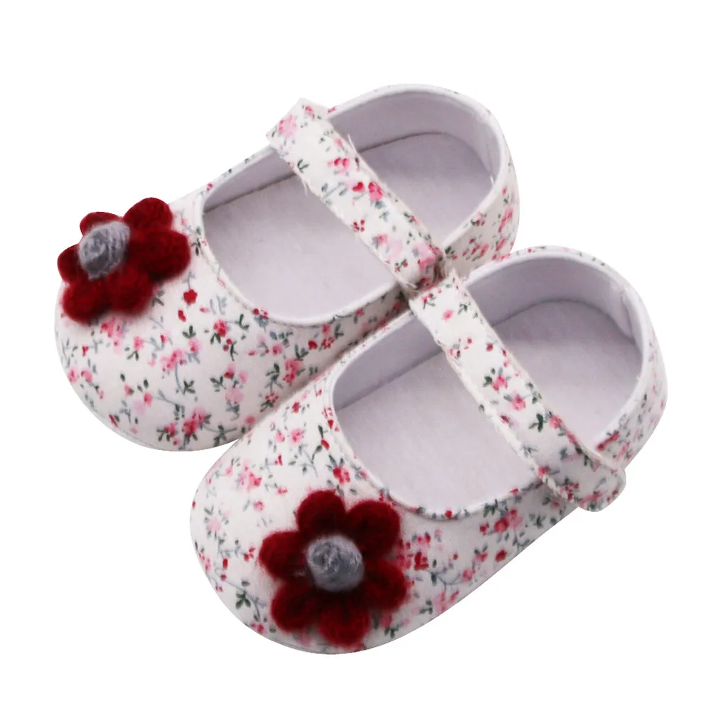 Туфли детские с аппликацией и цветочным принтом мягкая подошва ходунки для