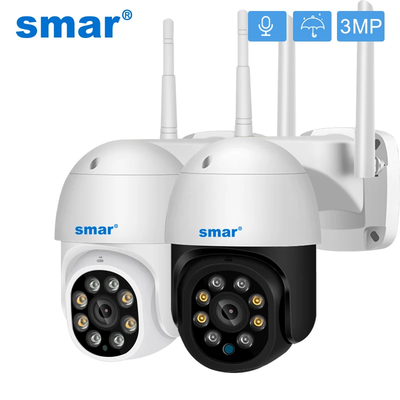 Беспроводная PTZ камера Smar H.265 3 Мп наружная двухканальная AI для обнаружения