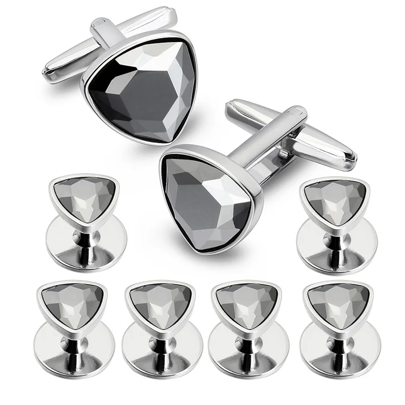 Silver HAWSON Swarovski запонки с кристаллами и шпильками набор для мужчин-2 шт. запонки с 6 шт. шпильки в подарочной коробке - Окраска металла: Silver
