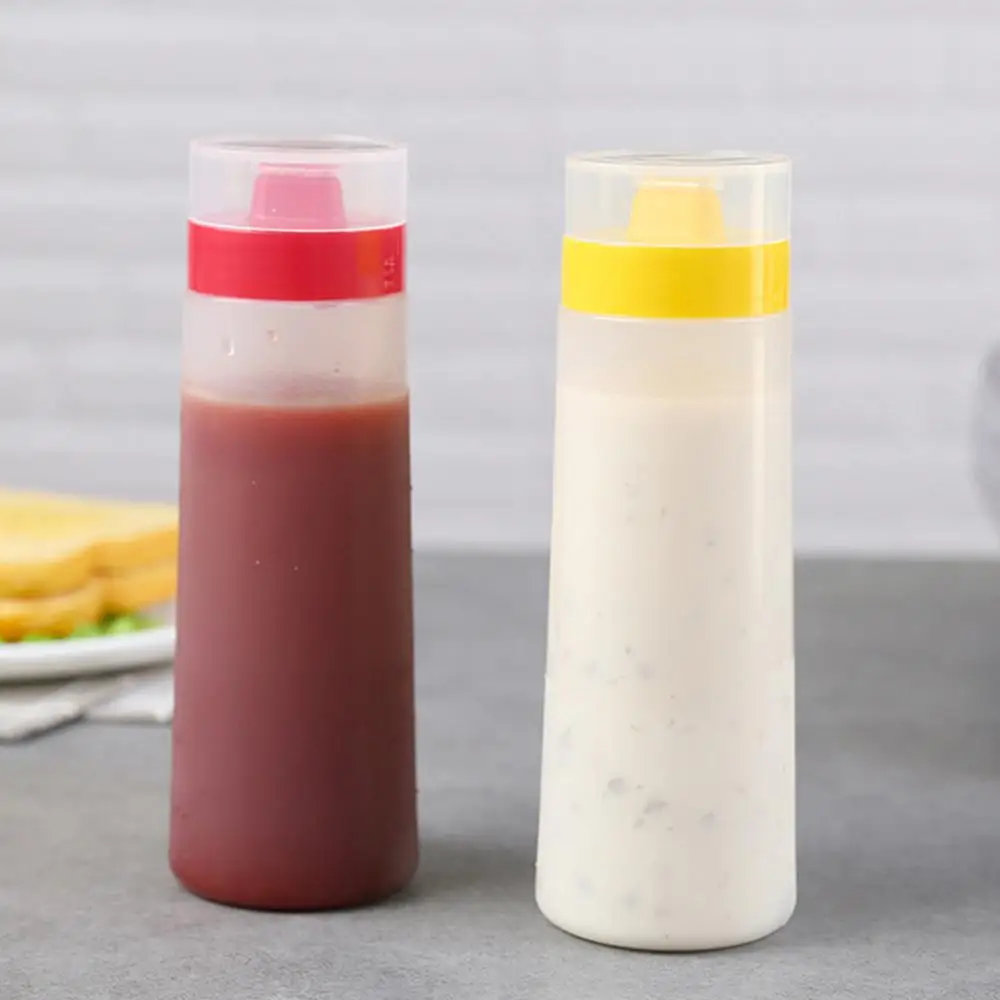 

4-Hole Squeeze Bottle PE Condiment Bottle with Clear Cap for Ketchup Mustard Oil Mayo Castor Tableware Kitchen Tools