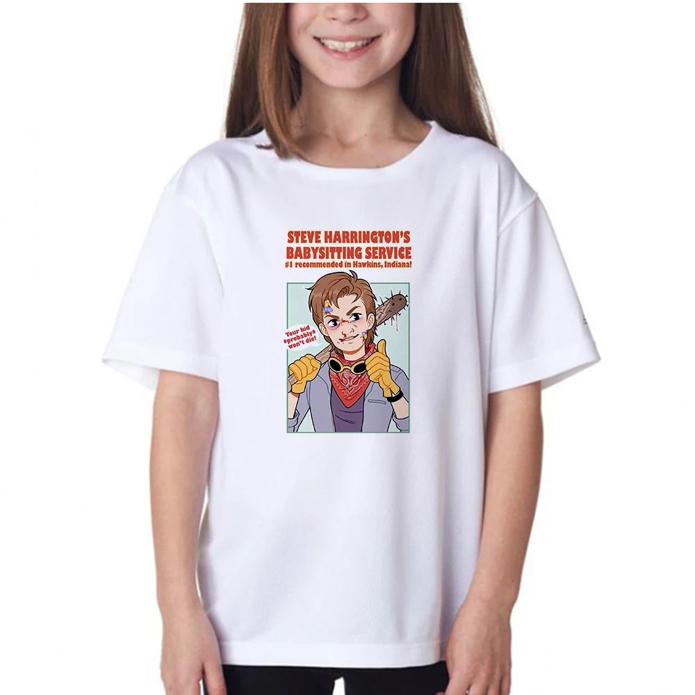 

Summer New Children's Clothing Short Sleeve Tshirt Stranger Things Printed Harajuku Fashion Kids T-shirts White Casual Boys Tops