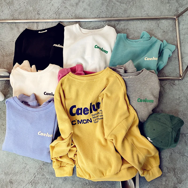 

Casual Women New Round Neck Letter Printing Long Sleeve Velvet Loose Sweatshirt Women Za 2020
