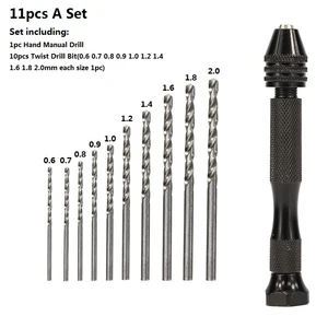 11 шт., набор ручных сверл 0,6-3,0 мм