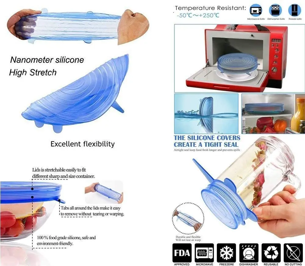Многоразовые крышки для упаковки пищевых продуктов Силиконовый колпачок