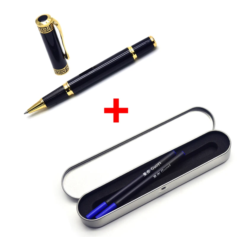 gift-2 blue ink Guoyi A040 Классическая Роскошная металлическая гелевая ручка канцелярские принадлежности для офиса и обучения школы канцелярский подарок; ручка Отель Шариковая ручка для бизнеса - Цвет: gift-2 blue ink
