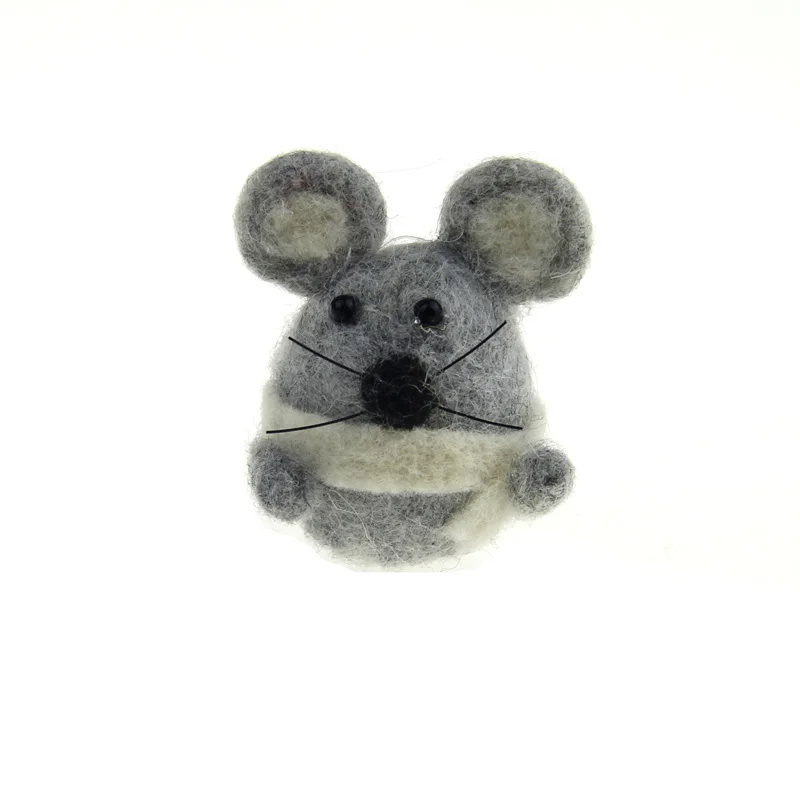 Grey mouse 1 шт. Zasy игла Шерсть Войлок Рождество мультфильмы ручной работы DIY колыбели - Цвет: Grey mouse