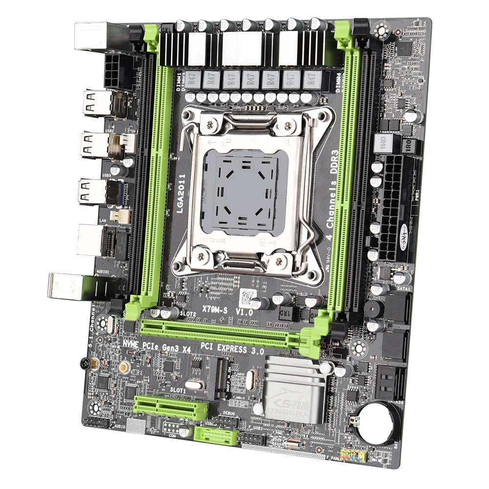 Материнская плата JINGSHA X79 материнская LGA2011 CPU ATX SATA PCI-E NVME M.2 SSD 2.0 LGA 2011 двухканальный