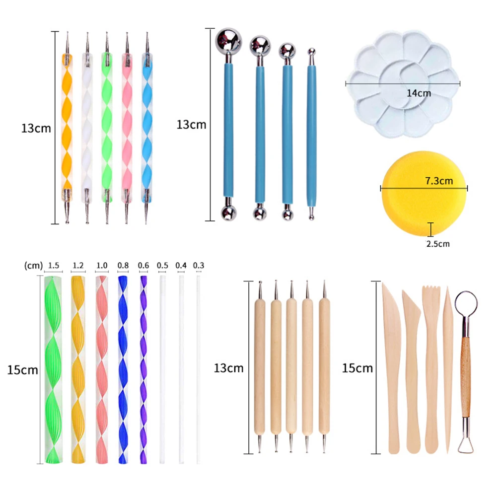 

38pcs Mandala Dotting Tools Kit for Painting Rocks Dot Kit Rock Stone Painting Pen Steel Ball Rod Polka Dot Accessories
