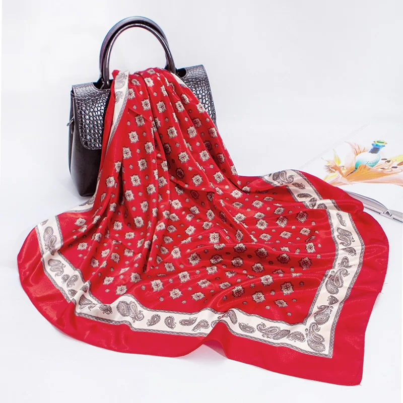Silk Scarf Female Spring Model Printing 90cm Satin Large Square Customization | Scarves