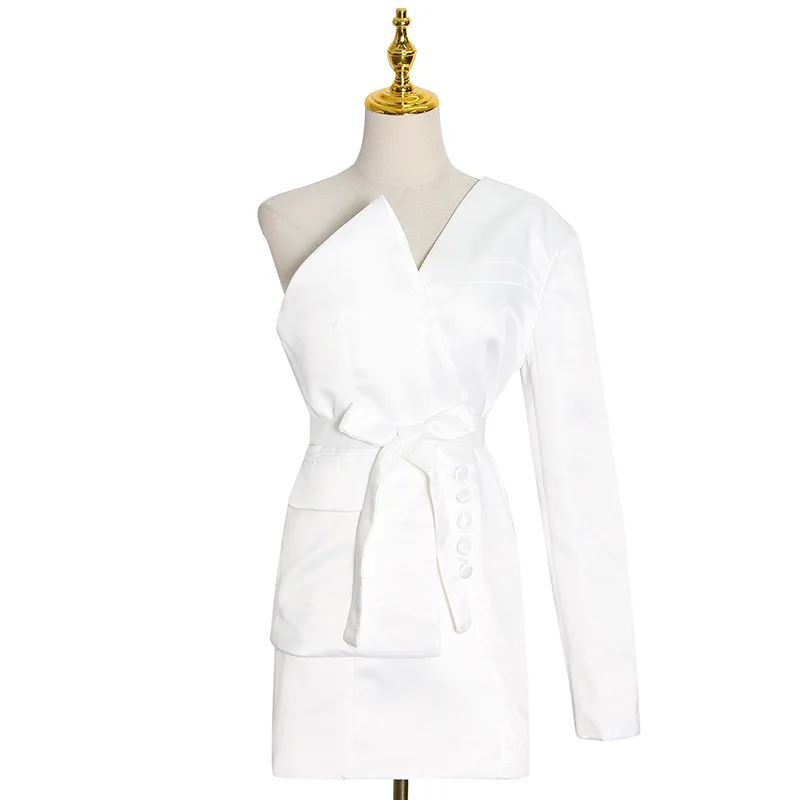 

New fashion British multi-wear design shoulder long sleeve lace bow suit dress