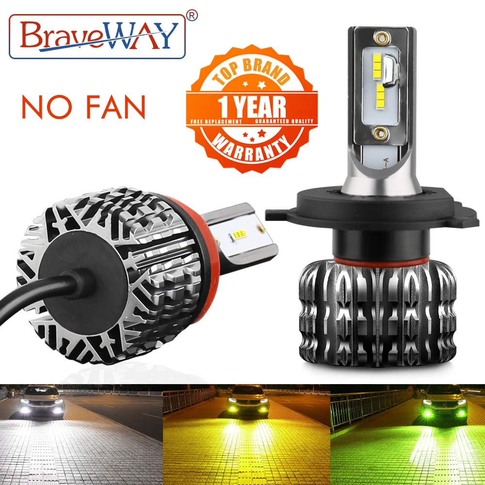 

BraveWay 2PCS Fanless LED Car Bulb H1 H3 H4 H7 H8 H11 H27 9005 9006 HB3 BH4 Auto Lamps 12V LEDs Fog Lights LED Car Headlight Kit
