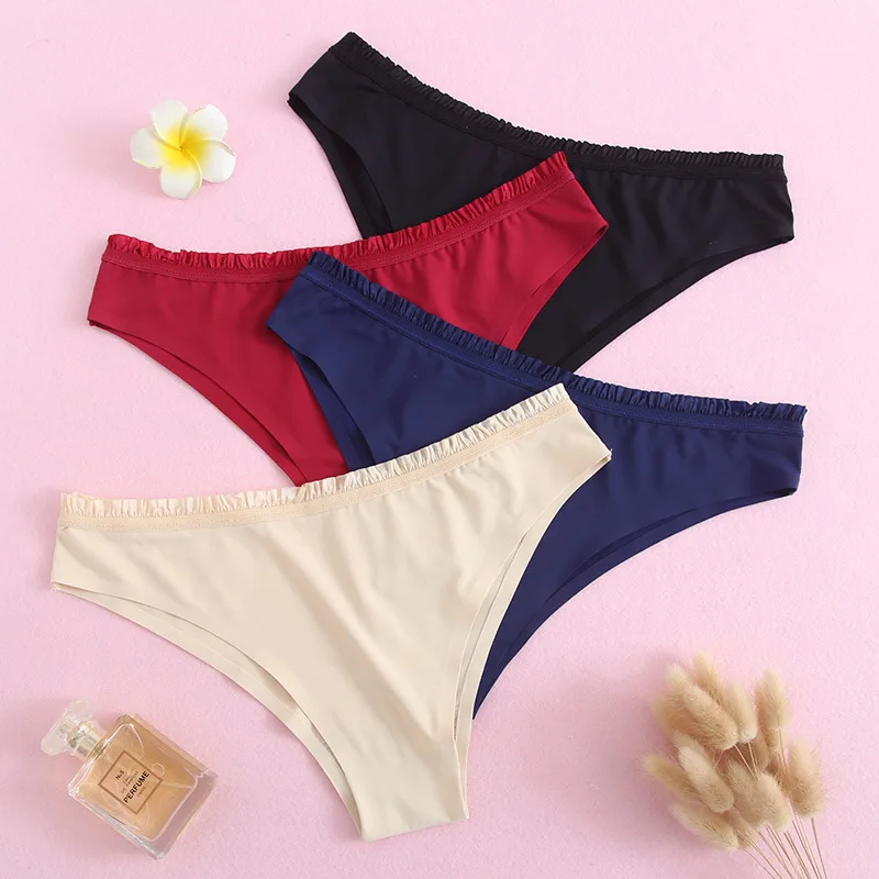

Sexy thong underwear women's low-waist seamless T-pants breathable ice silk cotton high-end ladies underwear