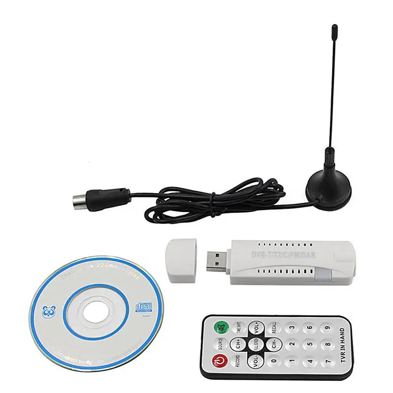 Цифровой DVB T2 T C 2 0 USB TV Stick HD приемник с антенной дистанционный FM DAB SDR ключ для Windows